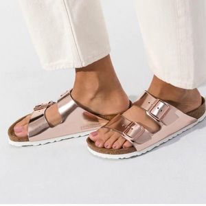 Birkenstock Arizona Soft Footbed Sandal in Metallic Copper
